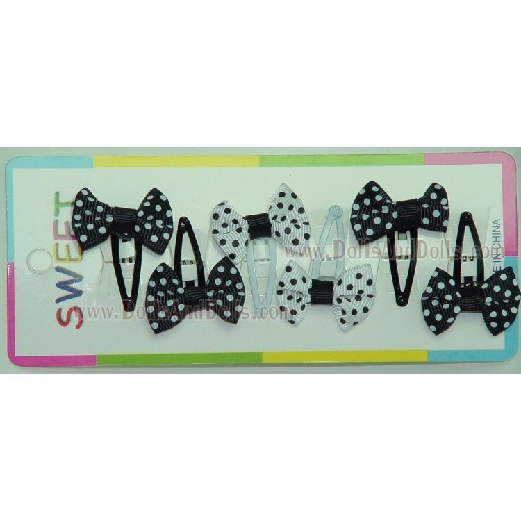 Black and white polka dot hair clips set (six units)