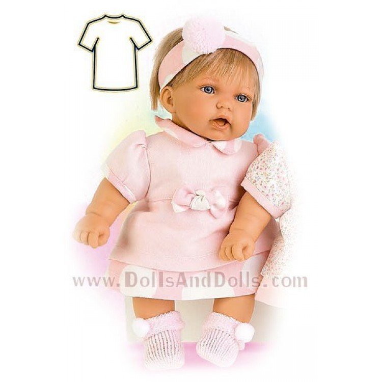 Vestido rosa lunares con diadema 26-27 cm