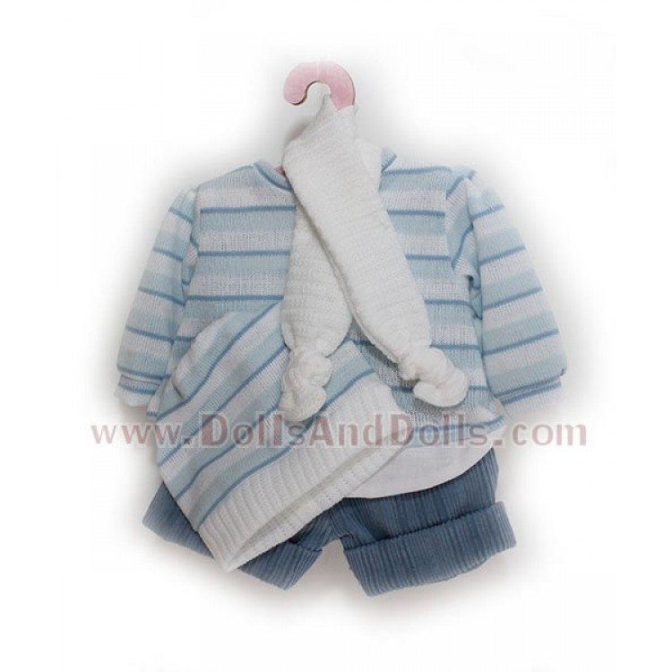Conjunto azul rayas con gorro 40-42 cm
