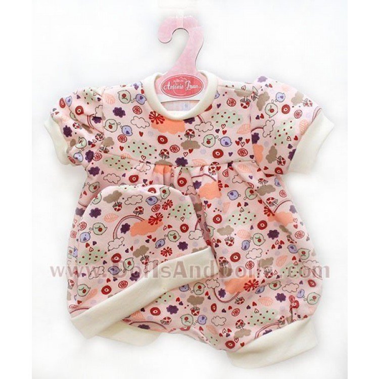 Pijama estampado rosa con gorro 40-42 cm