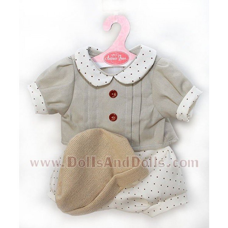 Conjunto beige motas marrones con gorro 40-42 cm