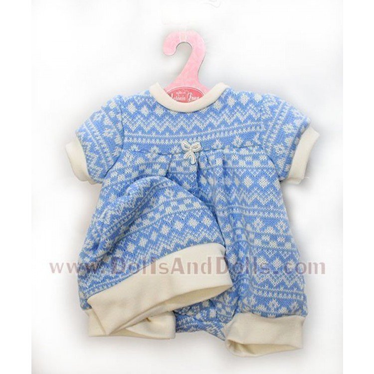 Pelele azul rombos con gorro 40-42 cm