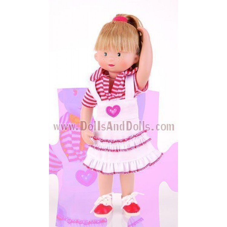 Mariquita Model - White overall/Striped shirt