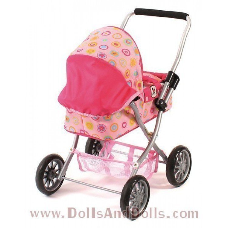 Cochecito Chic Smarty Fucsia-Rosa círculos 57 cm