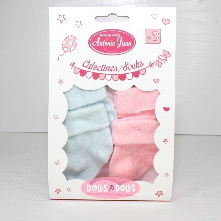 Complements for Antonio Juan 40 - 52 cm doll - Blue and pink socks