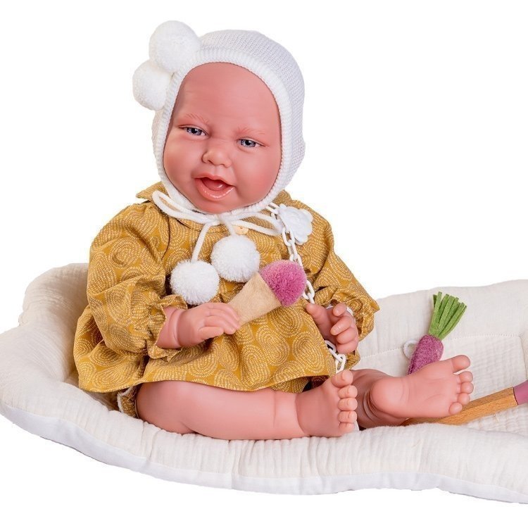 Antonio Juan doll 42 cm - Newborn Carla mustard with cradle-park