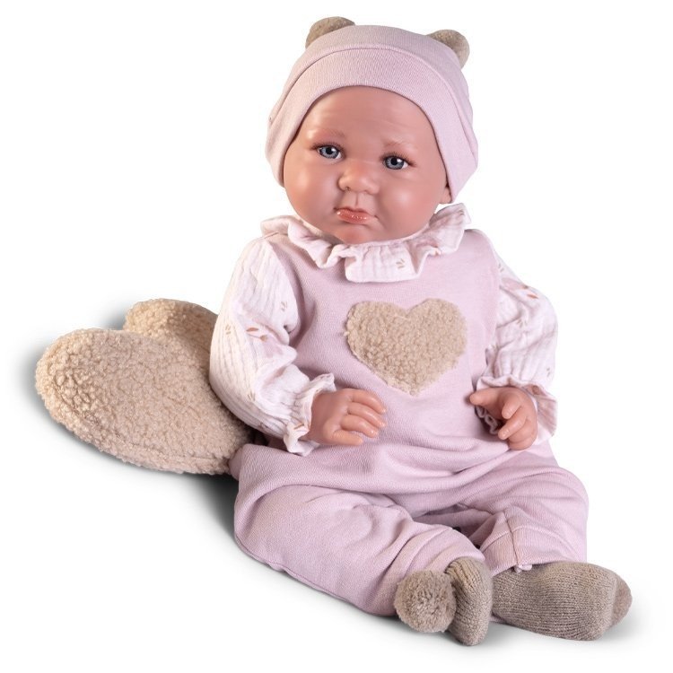Antonio Juan doll 42 cm - Special Weight - Newborn Luca with heart pillow