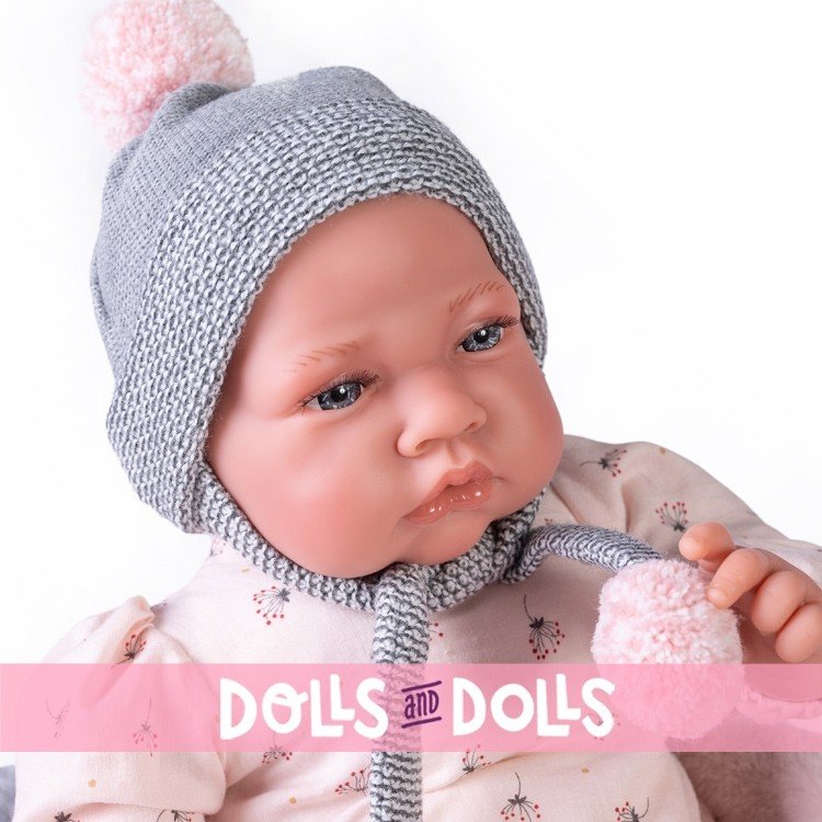 Antonio Juan doll 42 cm - Newborn with sleeping bag and pompoms