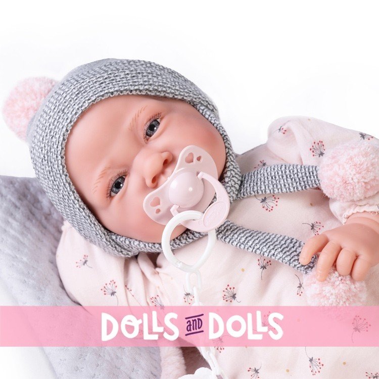 Antonio Juan doll 42 cm - Newborn with sleeping bag and pompoms