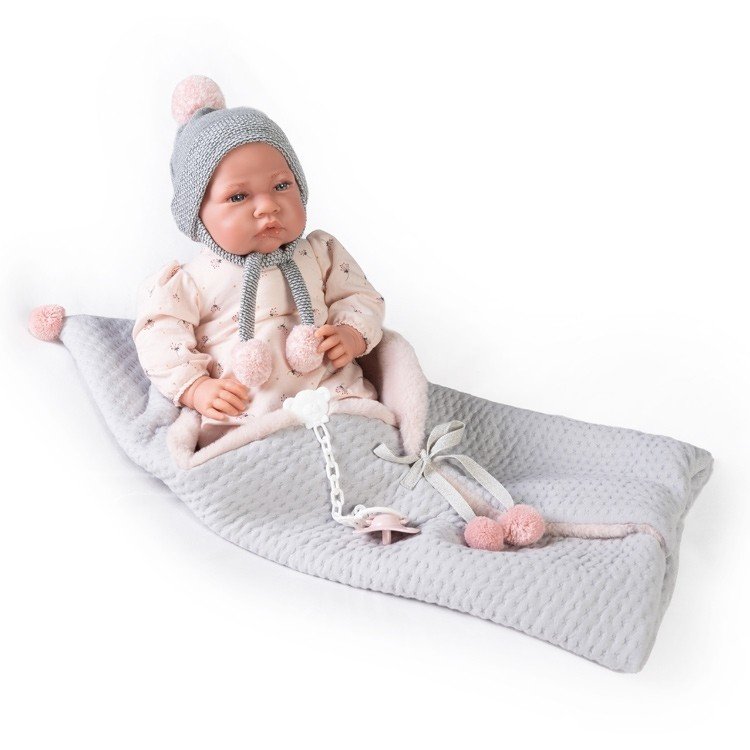 Antonio Juan doll 42 cm - Newborn with sleeping bag and pompoms
