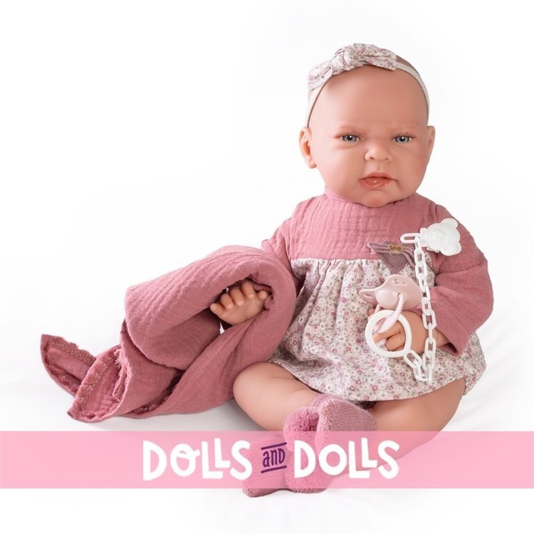 Antonio Juan doll 42 cm - Newborn Lea with muslin blanket