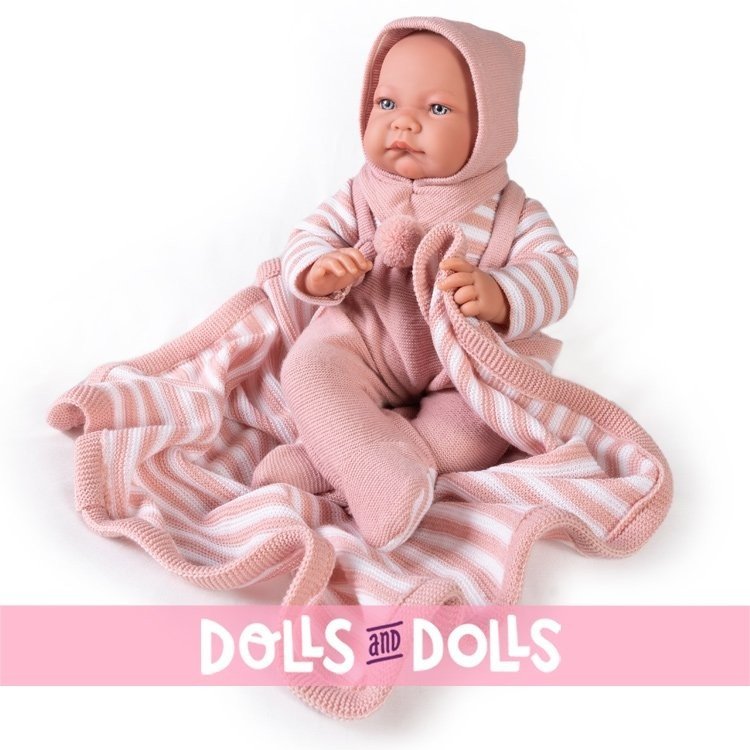 Antonio Juan doll 42 cm - Newborn Nica with a knitted outfit and blanket