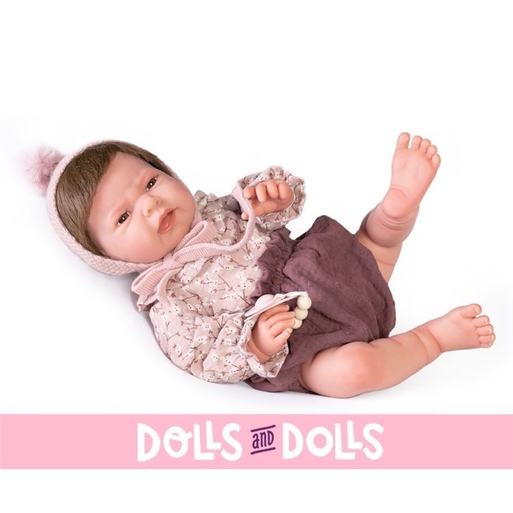 Antonio Juan doll 40 cm - Sweet Reborn Lea with purple blanket