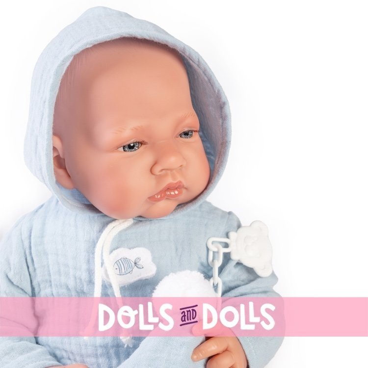 Antonio Juan doll 42 cm - Newborn with little fish cushion