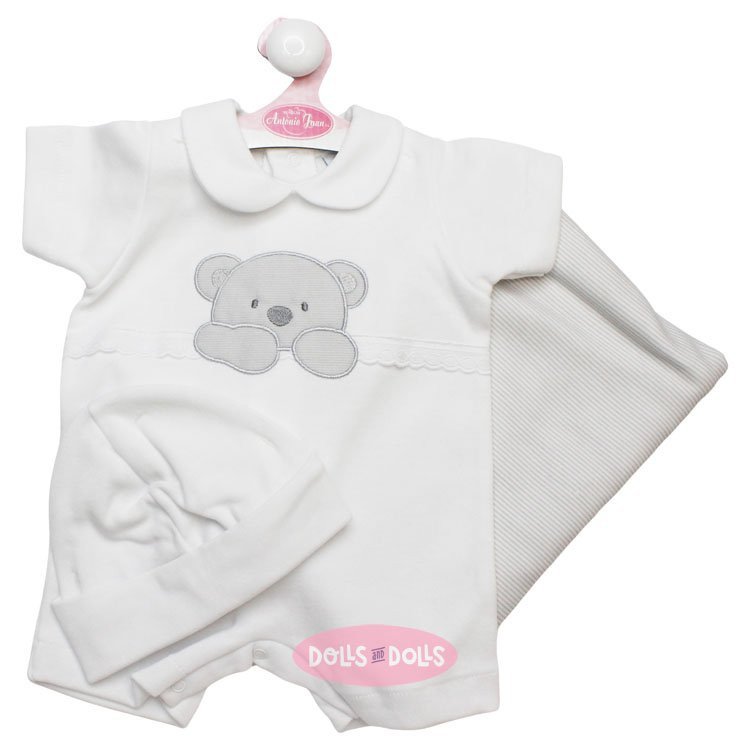 Outfit for Antonio Juan doll 40 - 42 cm - Sweet Reborn Collection - White bear printed pyjamas with hat