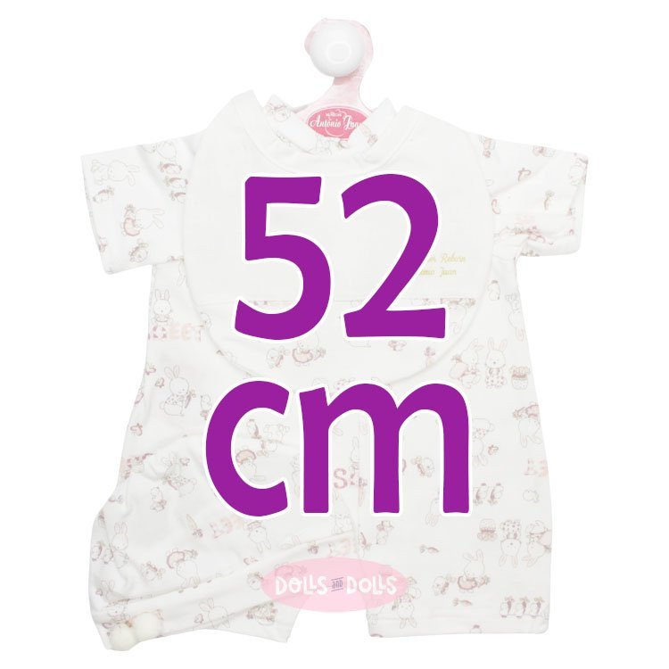 Outfit for Antonio Juan doll 52 cm - Mi Primer Reborn Collection - Rabbit printed pyjamas with hat and bib