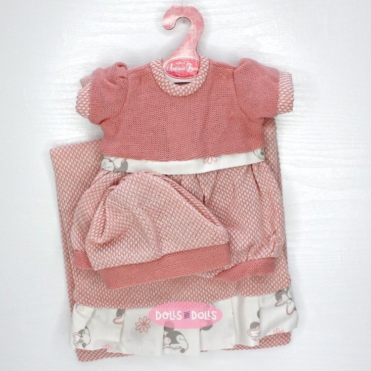 Outfit for Antonio Juan doll 33-34 cm - Pink romper suit with hat and blanket