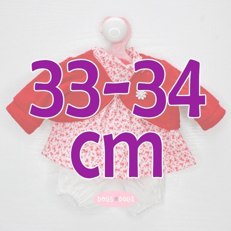Outfit for Antonio Juan doll 33-34 cm - Red flowers dress with jacket