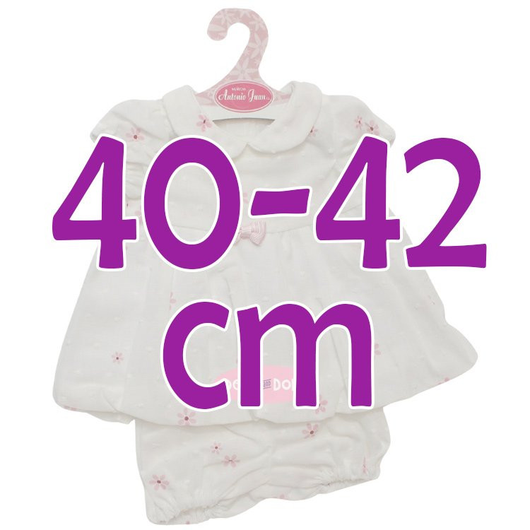 Outfit for Antonio Juan doll 40-42 cm - White outfit with pink flowers
