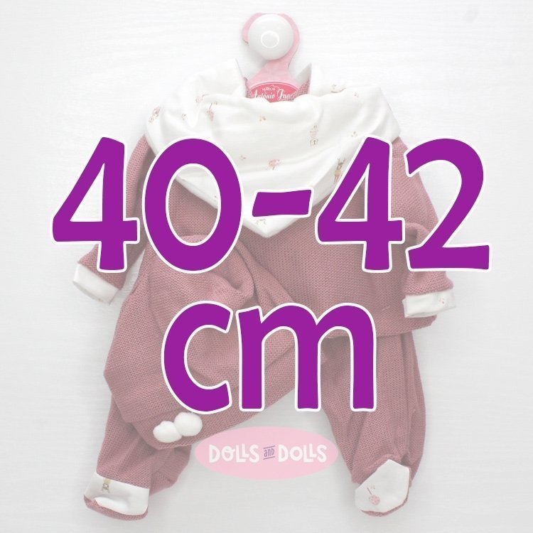 Outfit for Antonio Juan doll 40-42 cm - 2-piece wine color set with scarf and hat
