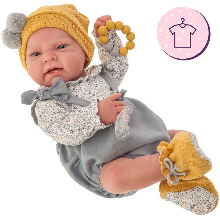 Outfit for Antonio Juan doll 40 - 42 cm - Sweet Reborn Collection - Flower outfit with hat and booties