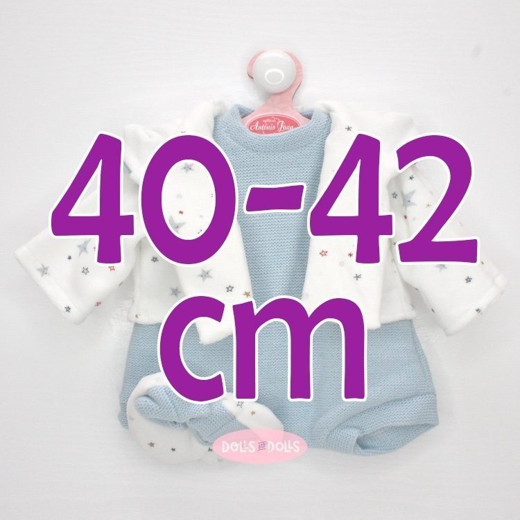 Outfit for Antonio Juan doll 40-42 cm - Blue romper suit with jacket and booties