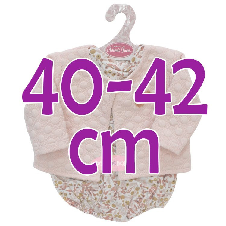Outfit for Antonio Juan doll 40-42 cm - Floral romper with a pink jacket