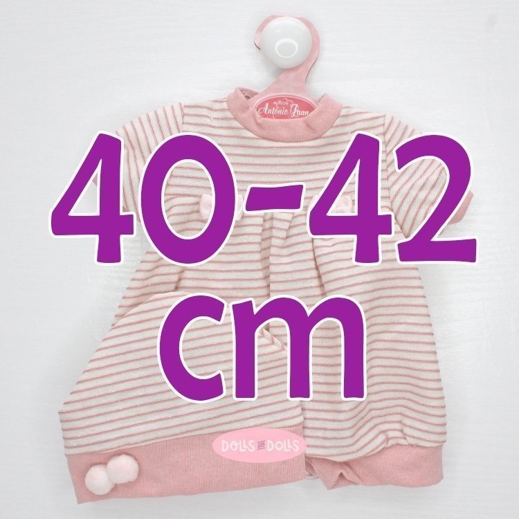 Outfit for Antonio Juan doll 40-42 cm - Pink striped romper suit with cap