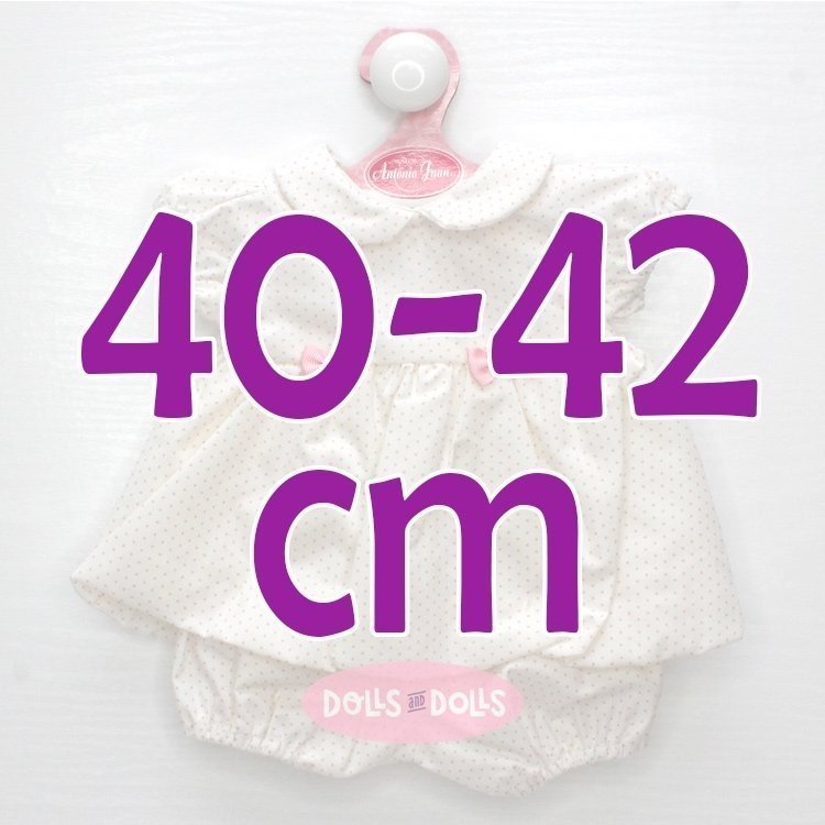 Outfit for Antonio Juan doll 40-42 cm - Beige dress with pink dots