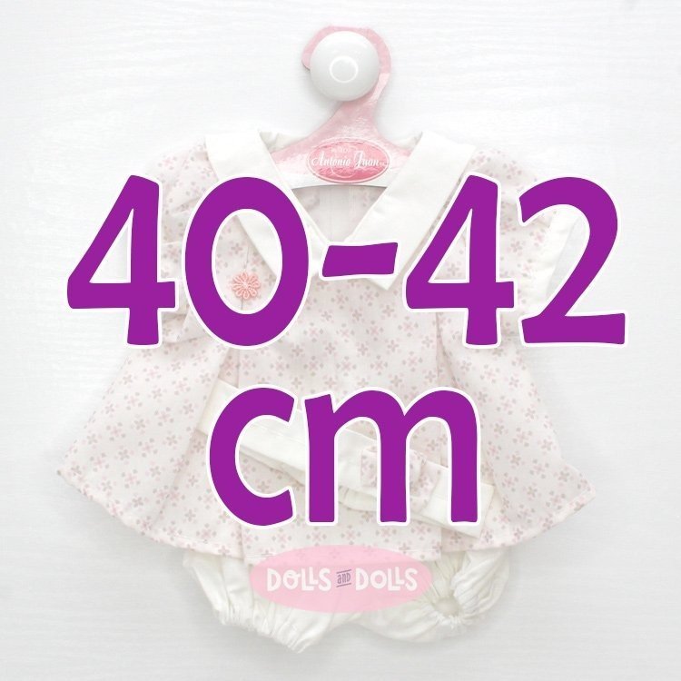 Outfit for Antonio Juan doll 40-42 cm - Pink-brown floral dress with headband
