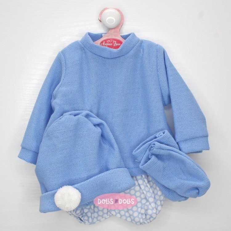 Outfit for Antonio Juan doll 52 cm - Mi Primer Reborn Collection - Blue set with bonnet and booties
