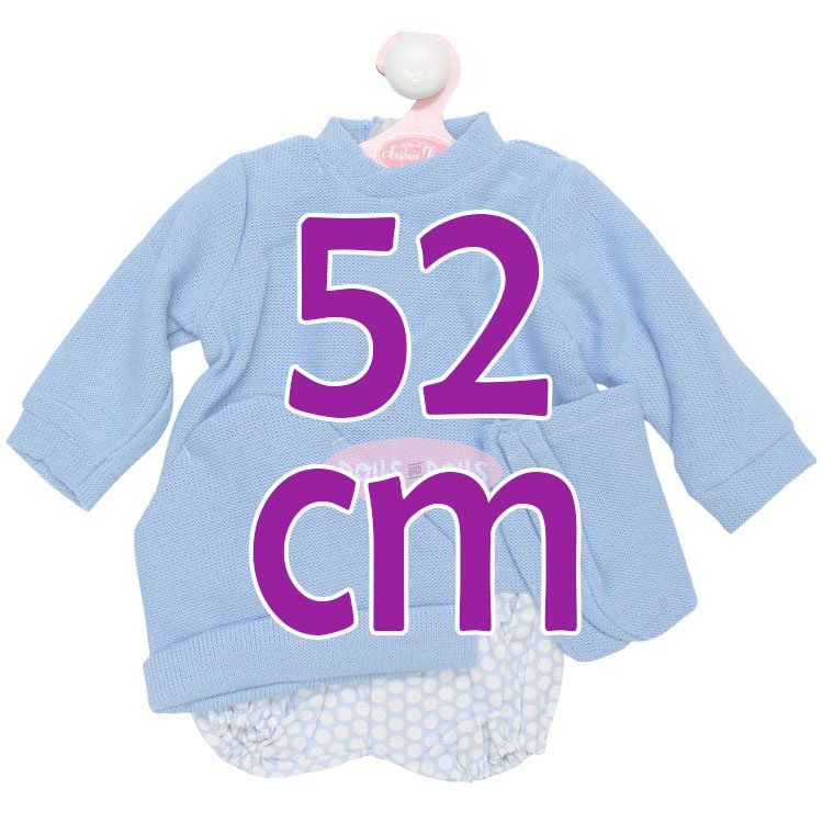 Outfit for Antonio Juan doll 52 cm - Mi Primer Reborn Collection - Blue set with bonnet and booties
