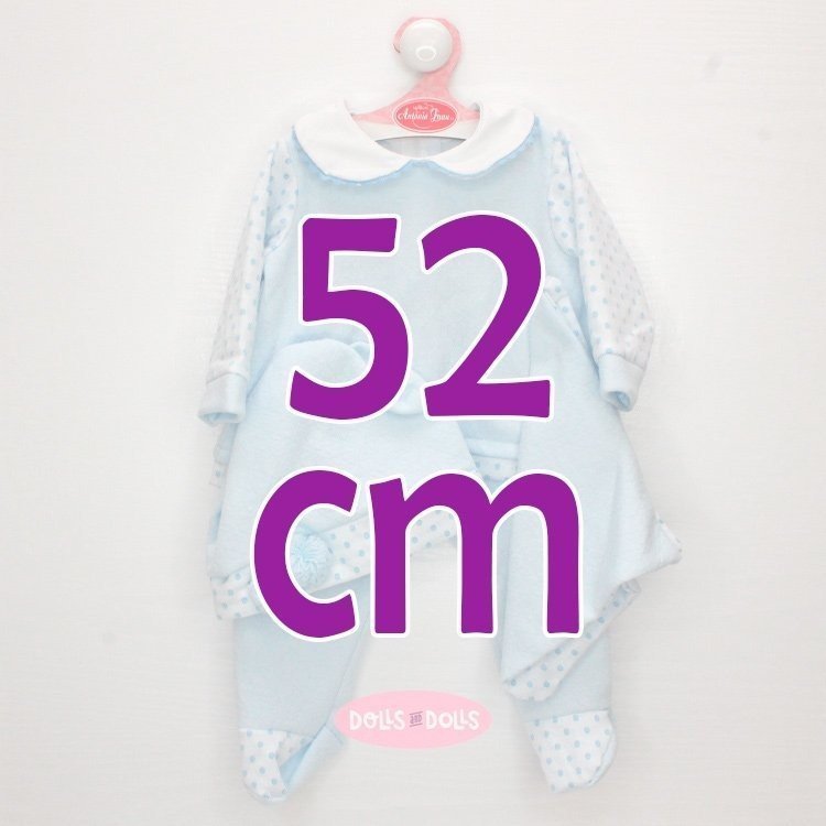 Outfit for Antonio Juan doll 52 cm - Mi Primer Reborn Collection - Blue pajamas with cap and dou-dou