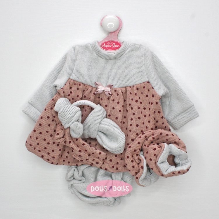 Outfit for Antonio Juan doll 40 - 42 cm - Sweet Reborn Collection - Dotted set with headband, teether and booties