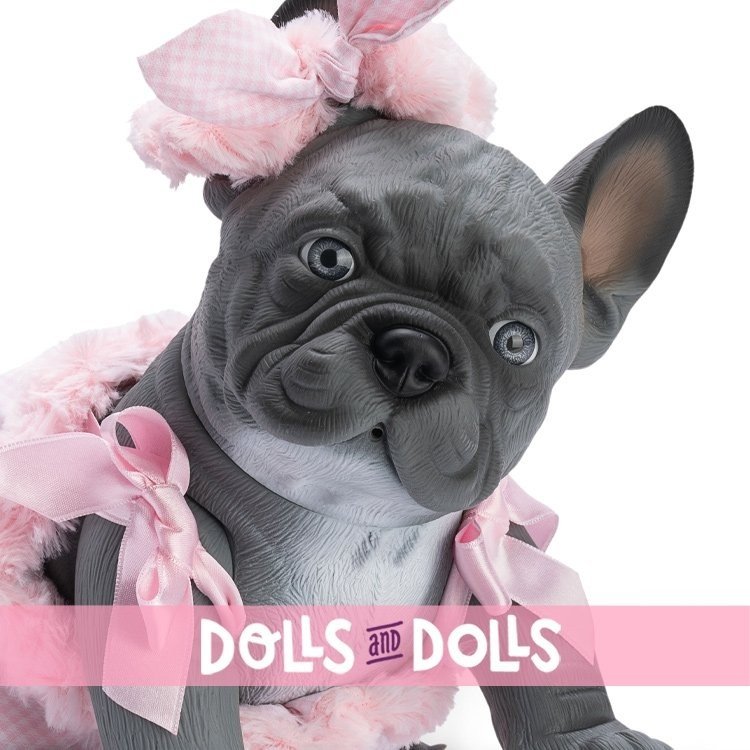 Así animal doll 32 cm - Lilly the gray Bulldog with pink romper