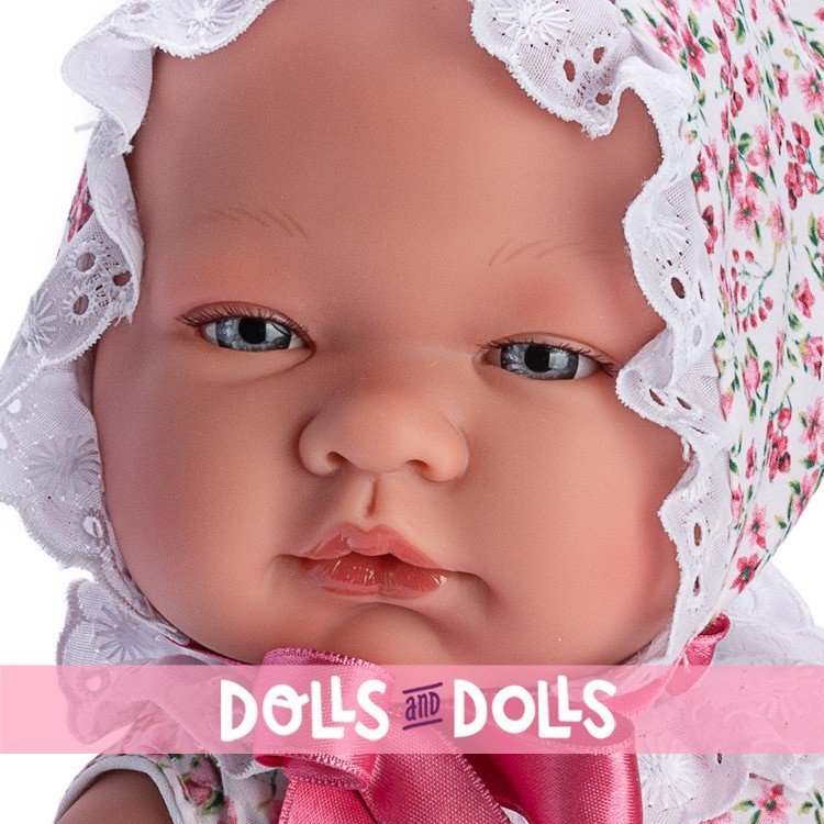 Así doll 43 cm - María with pink striped dress and flowered chest