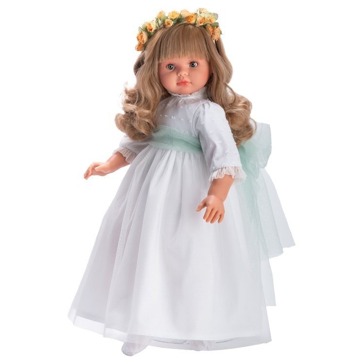Así doll 57 cm - Pepa Communion with ivory tulle skirt and green sash