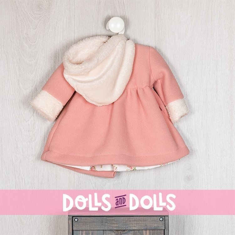 Outfit for Así doll 57 cm - Salmon hooded dress and coat for Pepa doll