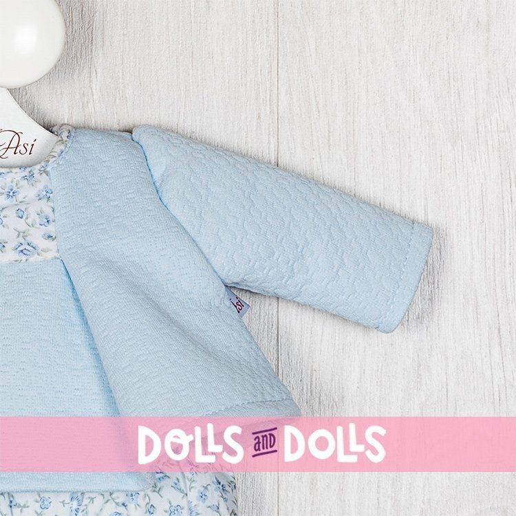 Outfit for Así doll 36 cm - Light blue knit camisole and pololo set for Koke doll