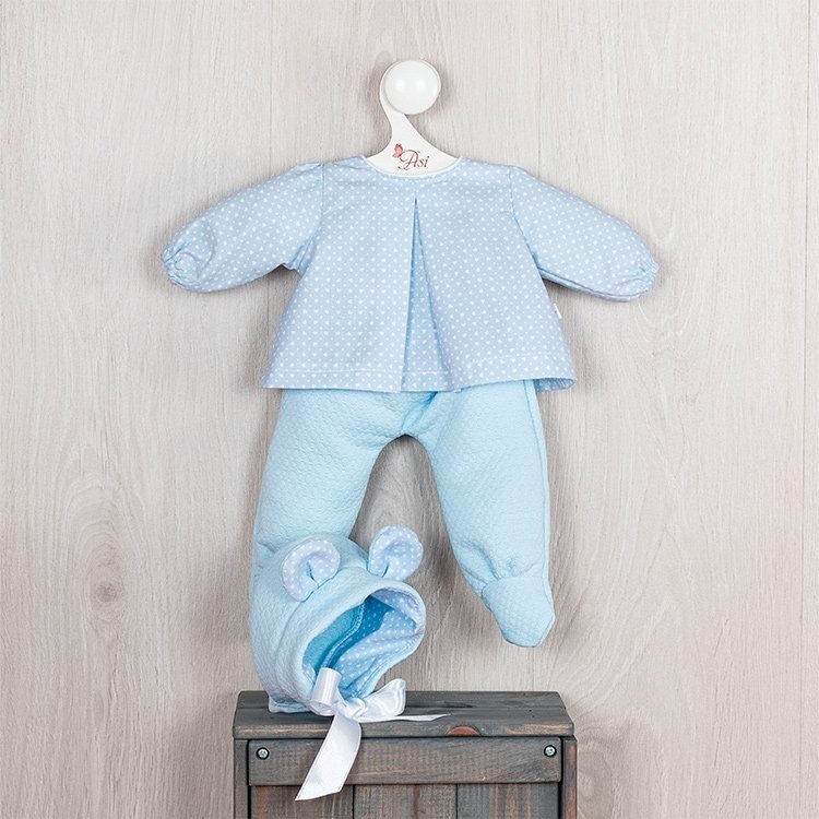 Outfit for Así doll 43 cm - Set of blue hearts with eared hat for Pablo doll