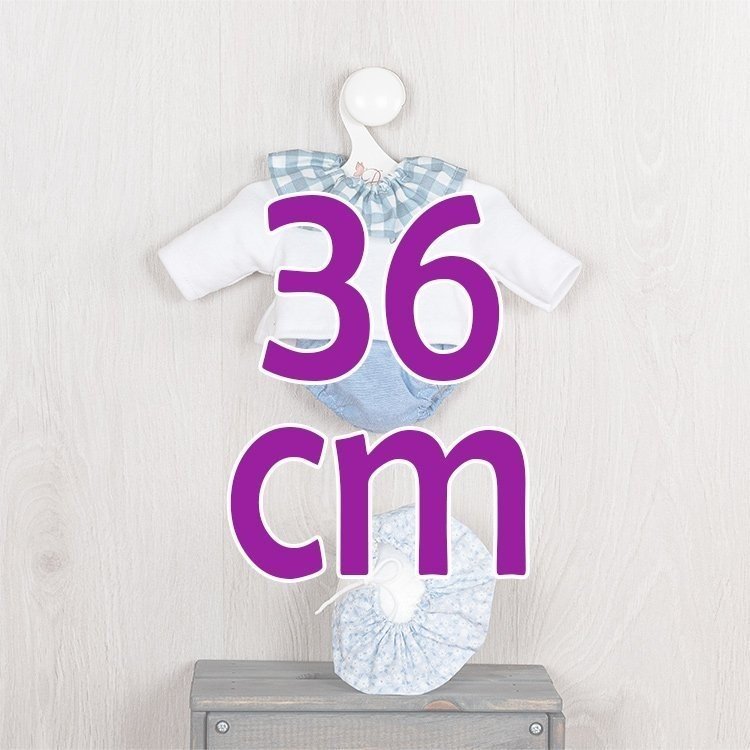 Outfit for Así doll 36 cm - Denim pololo and blue collared t-shirt set for Koke doll