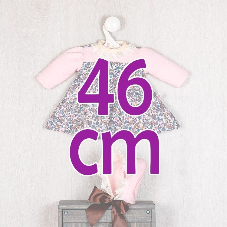 Outfit for Así doll 46 cm - Blue floral dress with pink chest for Leo doll 