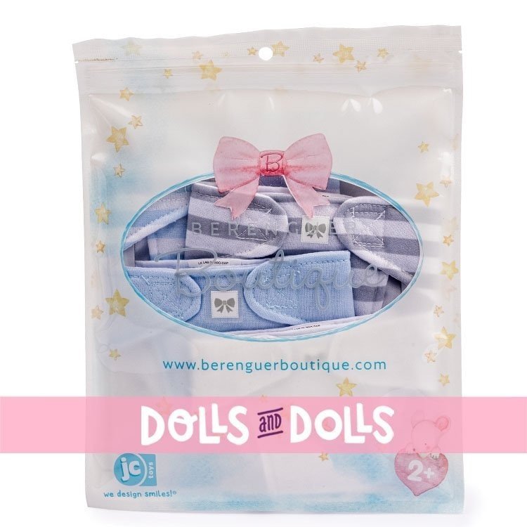 Complements for Berenguer Boutique doll 36 cm - Pack of 4 Diapers - Blue