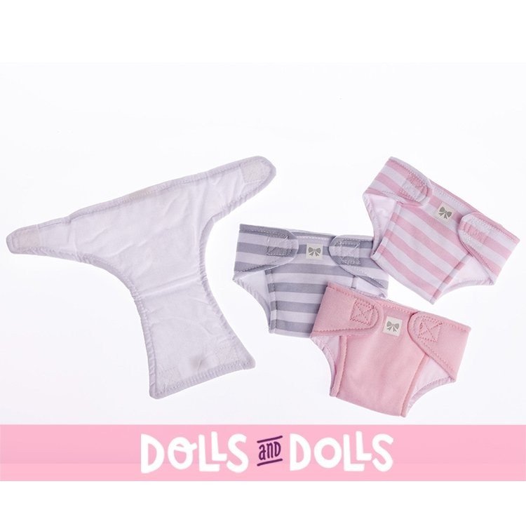 Complements for Berenguer Boutique doll 36 cm - Pack of 4 Diapers - Pink
