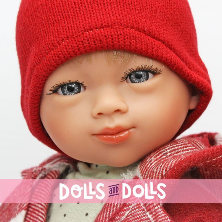 D'Nenes doll 34 cm - Mario with red plaid jacket and cap