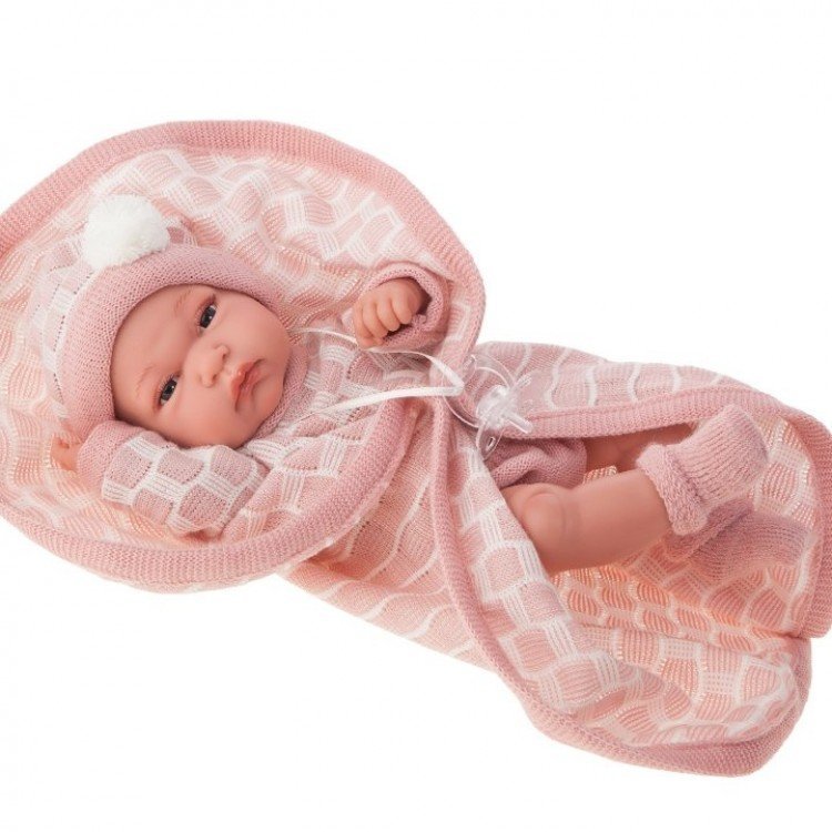Antonio Juan doll 33 cm - Baby Tonet girl with pink blanket