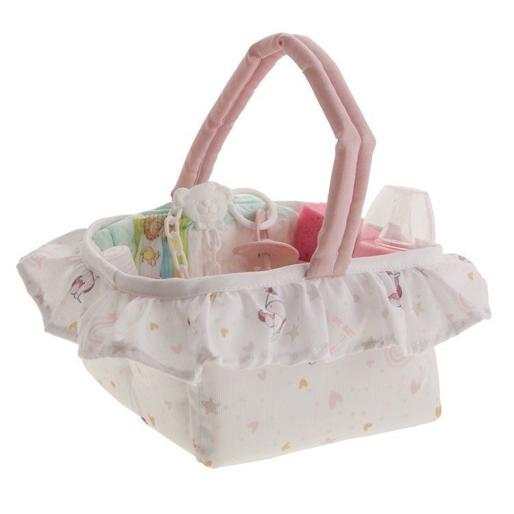 Complements for Antonio Juan 40-42 cm doll - Layette basket with unicorns