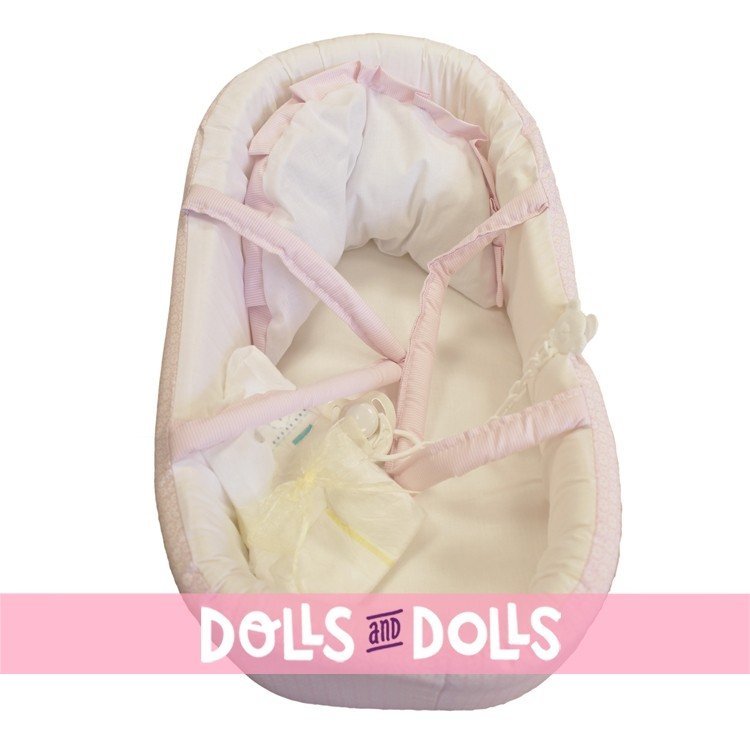 Antonio Juan doll Complements 40-42 cm - Pink flower and striped carrycot