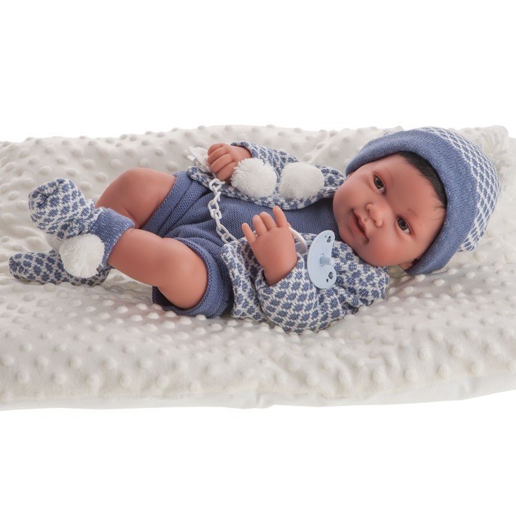 Antonio Juan doll 42 cm - Newborn boy Pipo brunet with cushion