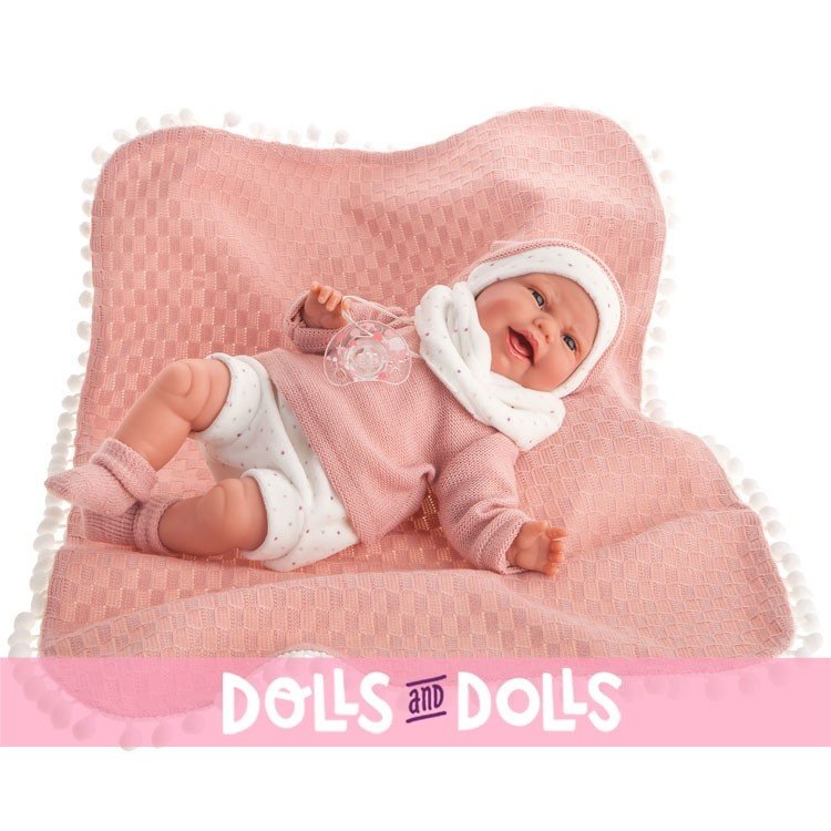 Antonio Juan doll 34 cm - Clara with pink blanket with balls